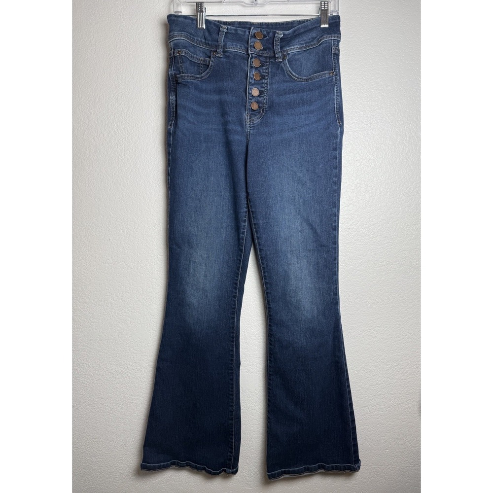 Maurices Everflex High Rise Button Fly Flare‎ Jeans Womens 10 Regular Stretch